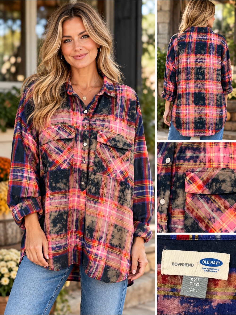 Old Navy Boyfriend Upcycled Button-Down Shirt